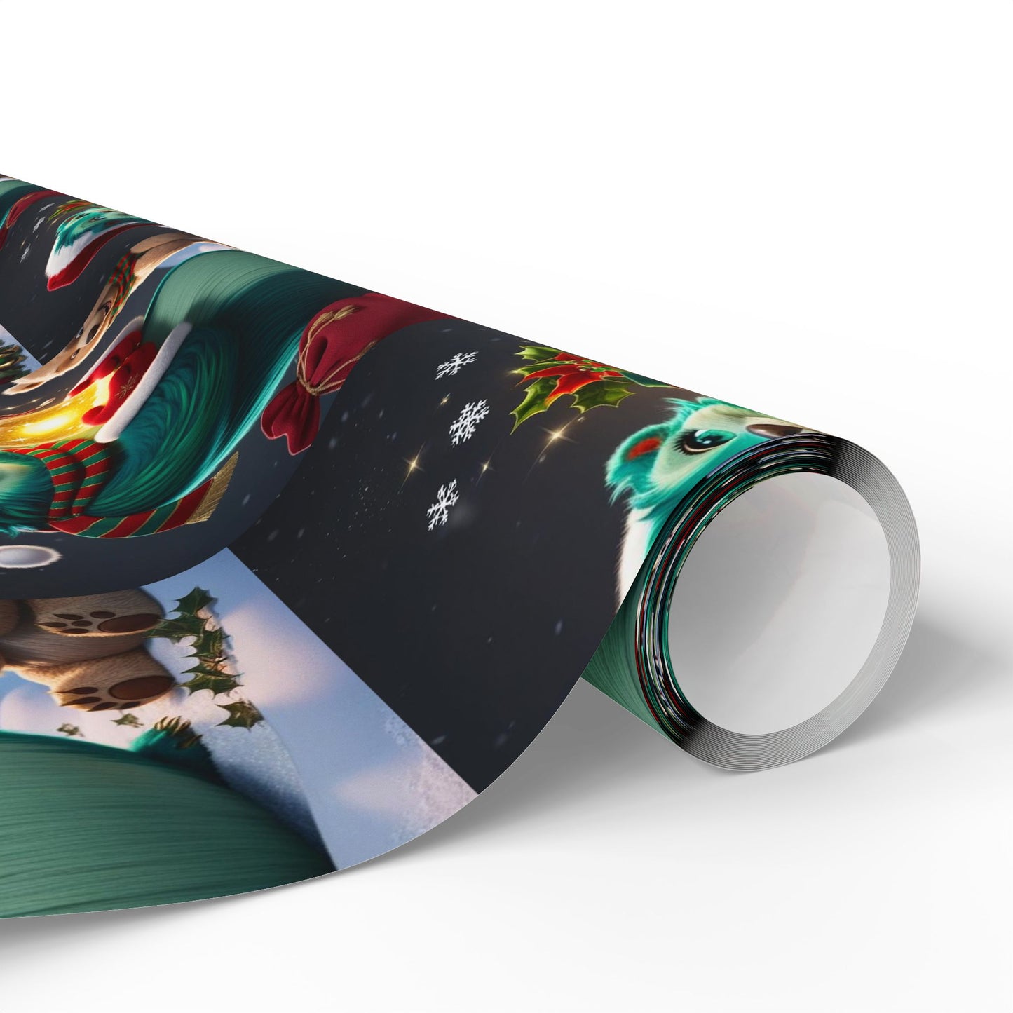 Christmas Wrapping Papers, Wizzle Claus Festive Holiday Gift Wrap, Santa Hat, Snowflakes, Magical Winter Feel, Ornaments and