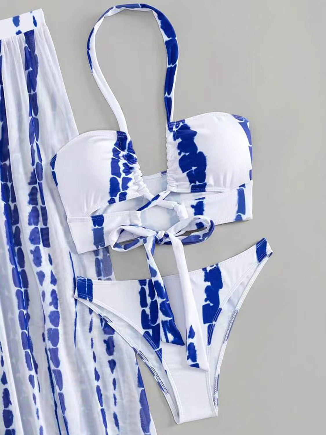 Printed Halter Neck Three-Piece Swim Set-VMA Specialties Boutique