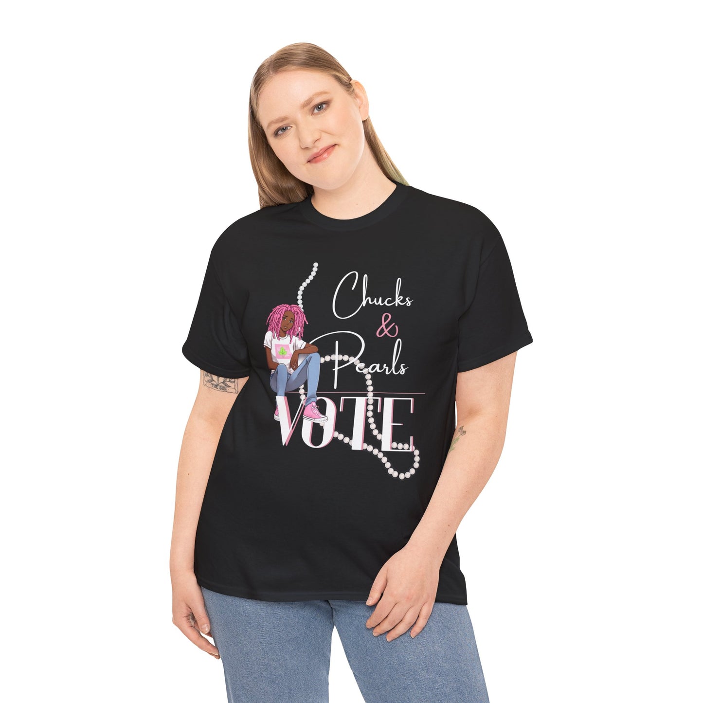 Chucks & Pearls Pink Heavy Cotton Tee