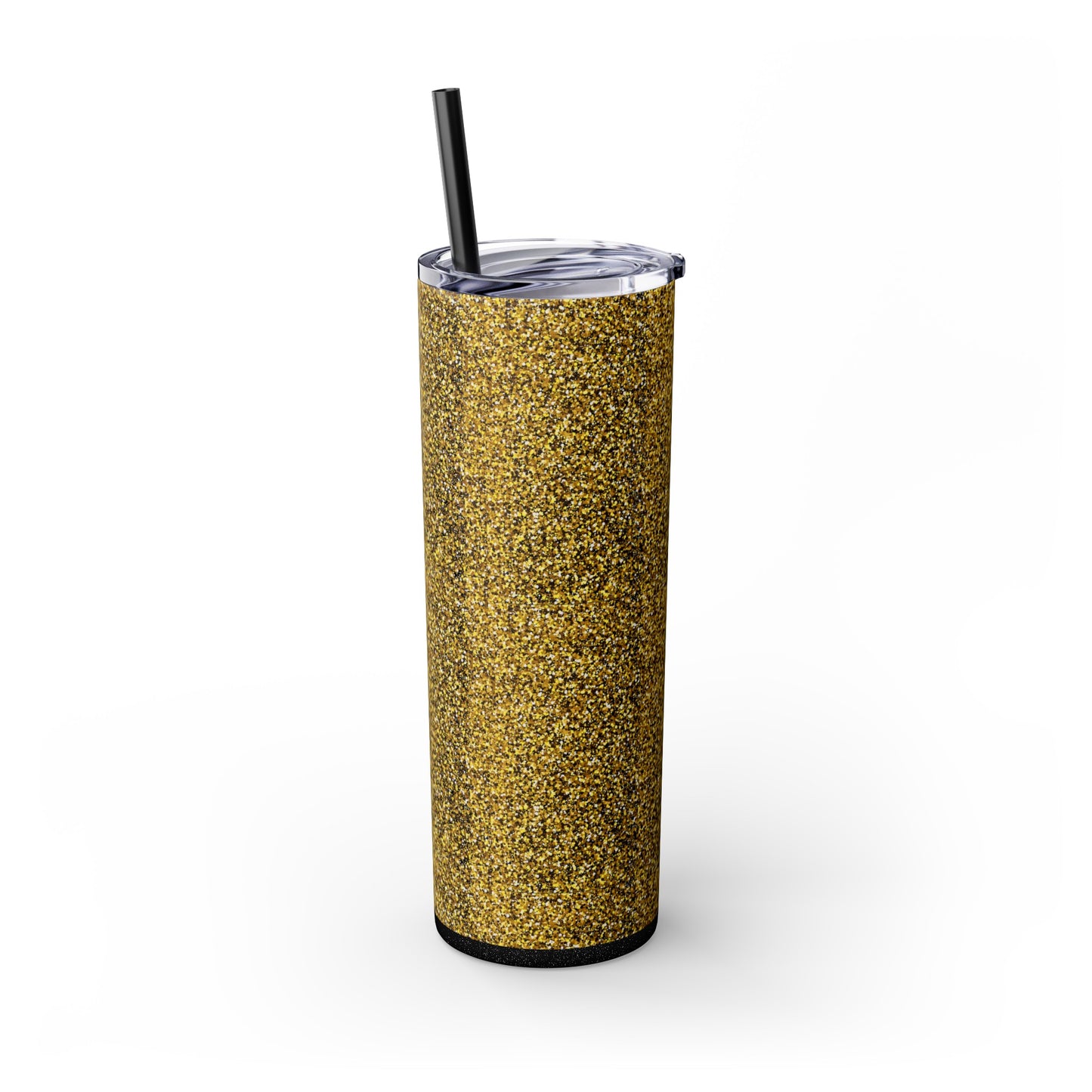 Gold Glitter Skinny Tumbler with Straw, 20oz