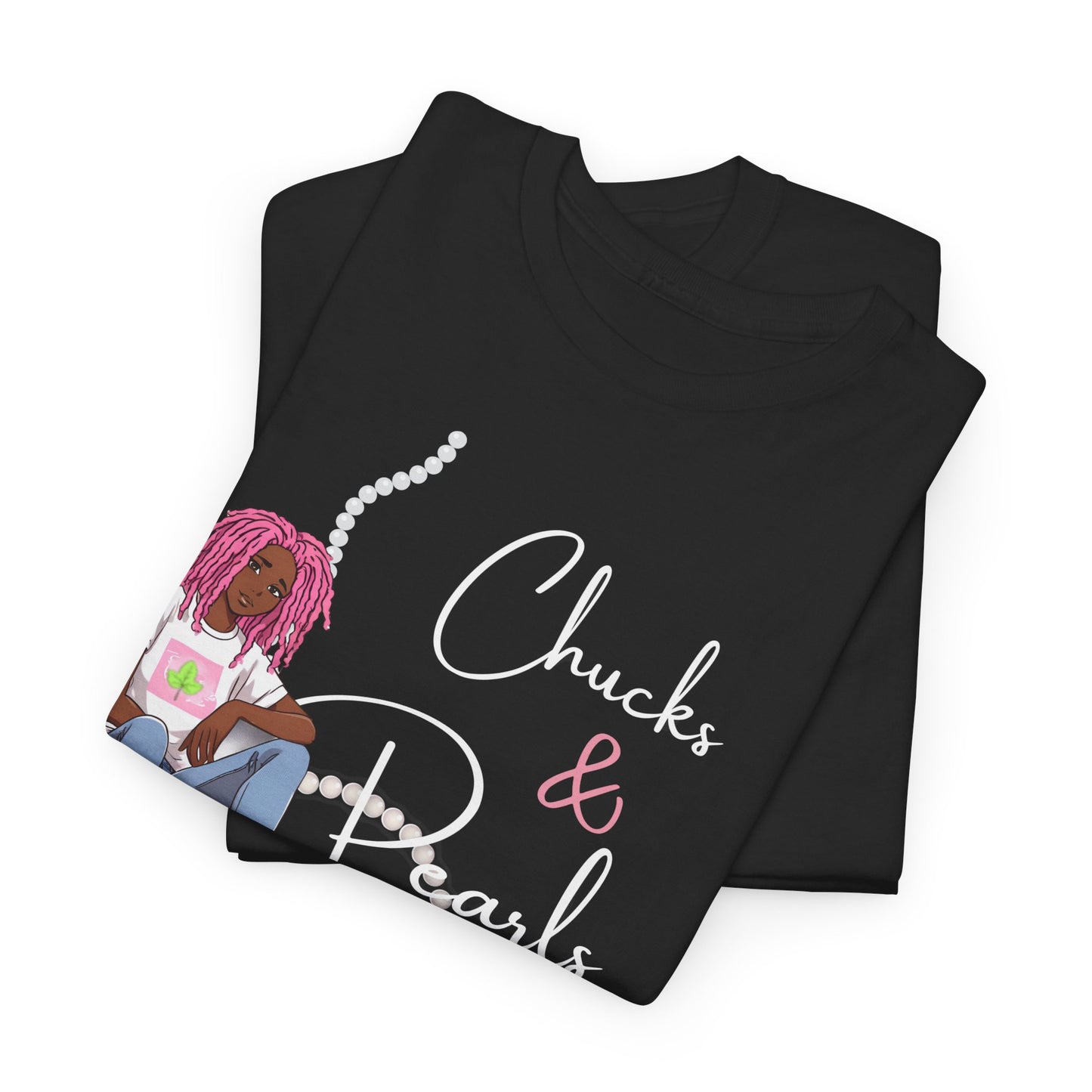 Chucks & Pearls Pink Heavy Cotton Tee