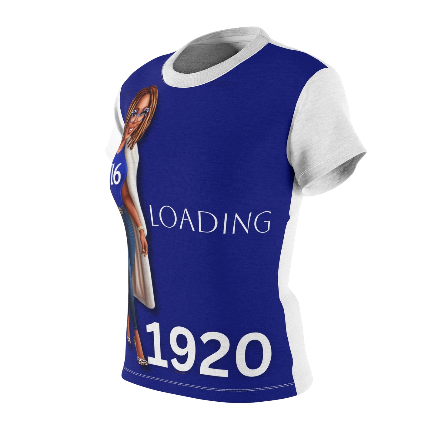 J16 loading 1920 Women's Tee - Royal Blue & White Cut & Sew T-Shirt for Commemorative Groups or Organizations