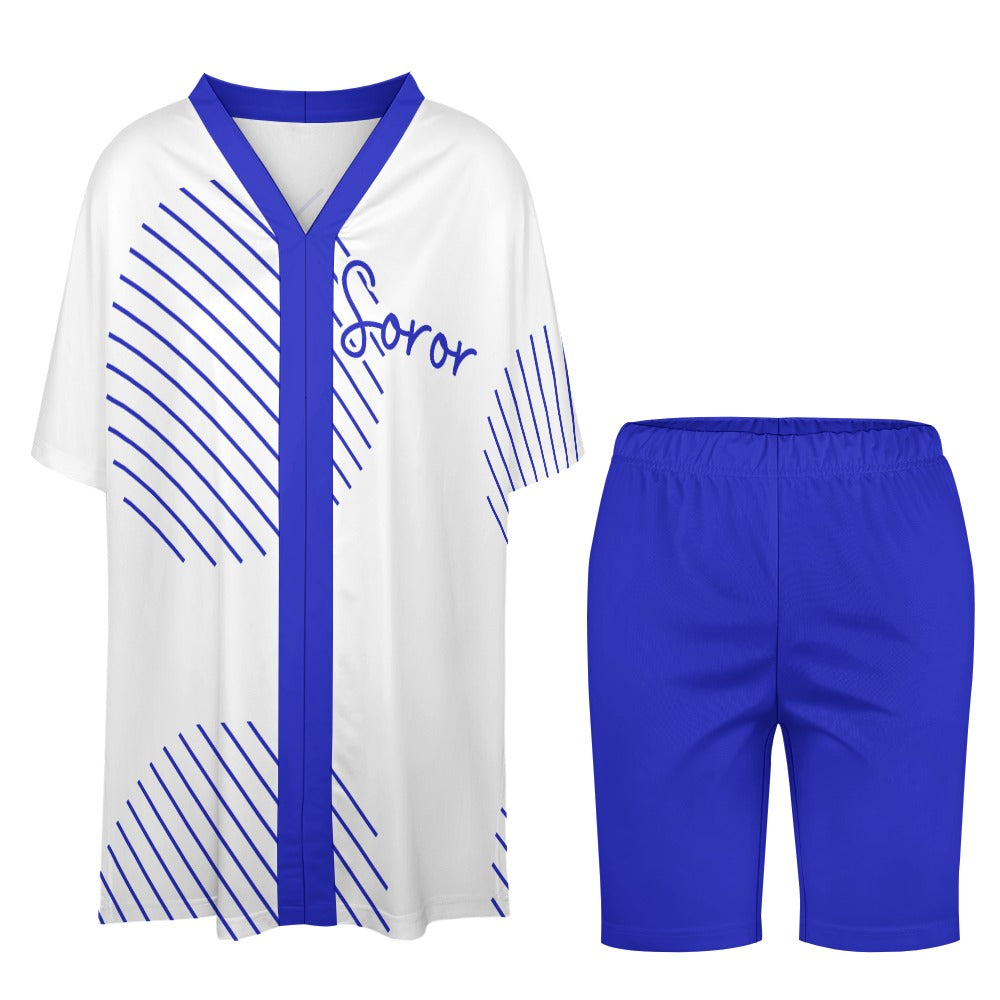 V-neck bat sleeve two piece set