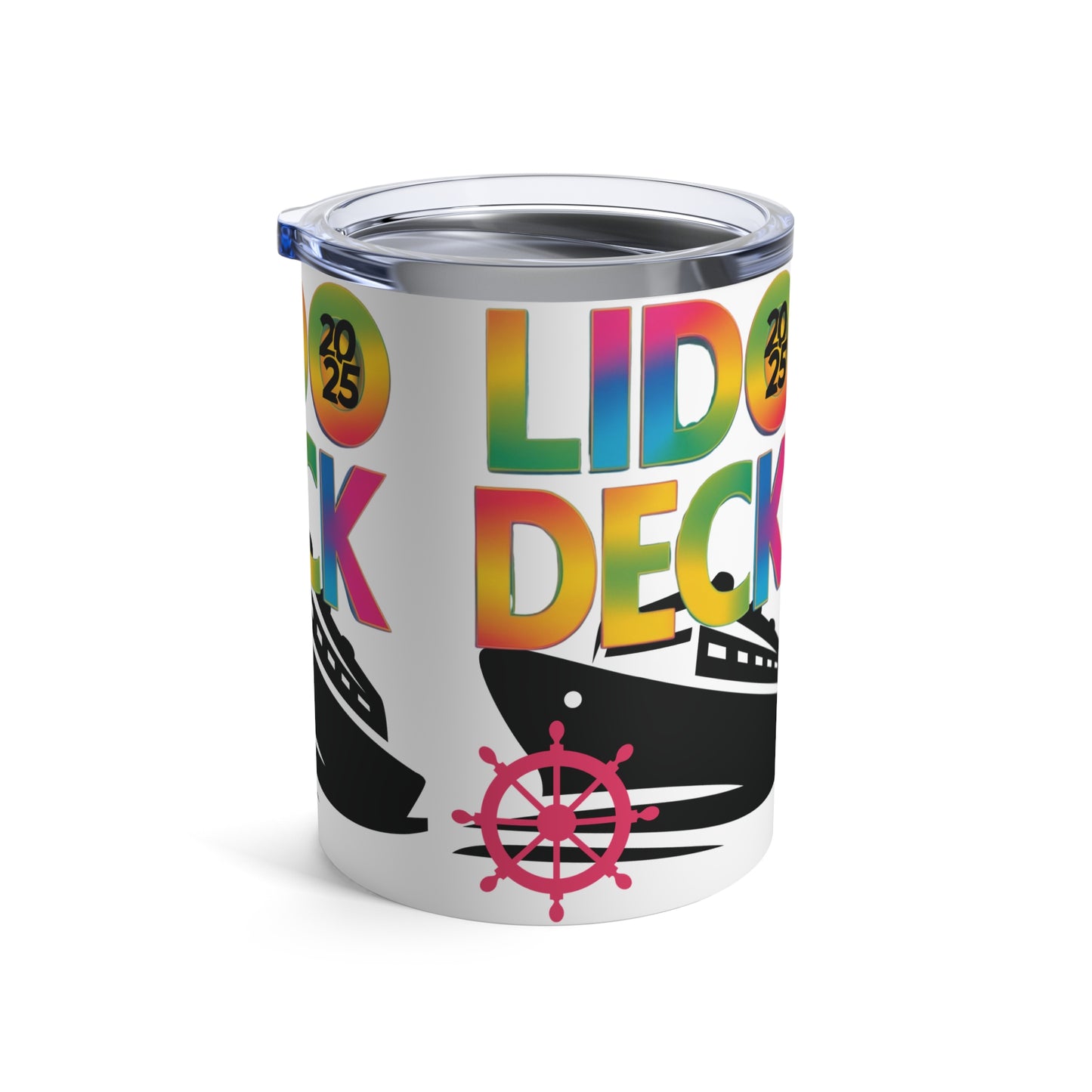 Tumbler 10oz Lido Deck Cruise 2025 Rainbow Nautical Ship's Wheel Design