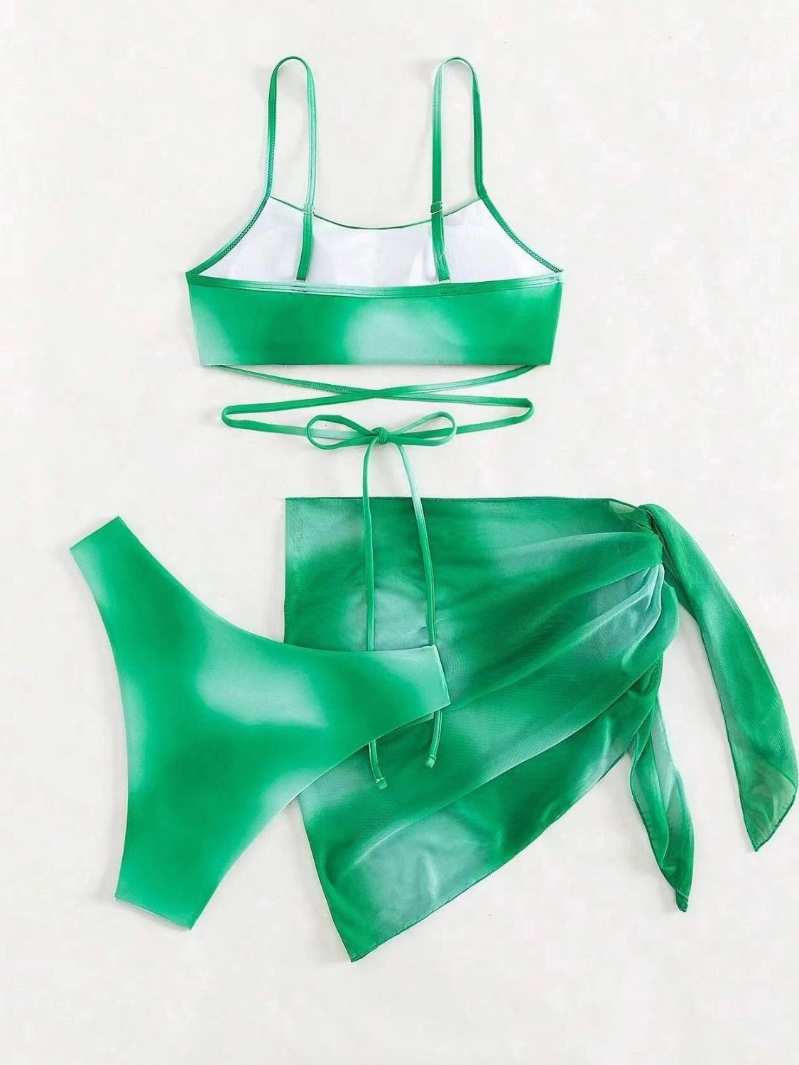 Tied Gradient Spaghetti Strap Three-Piece Swim Set-VMA Specialties Boutique