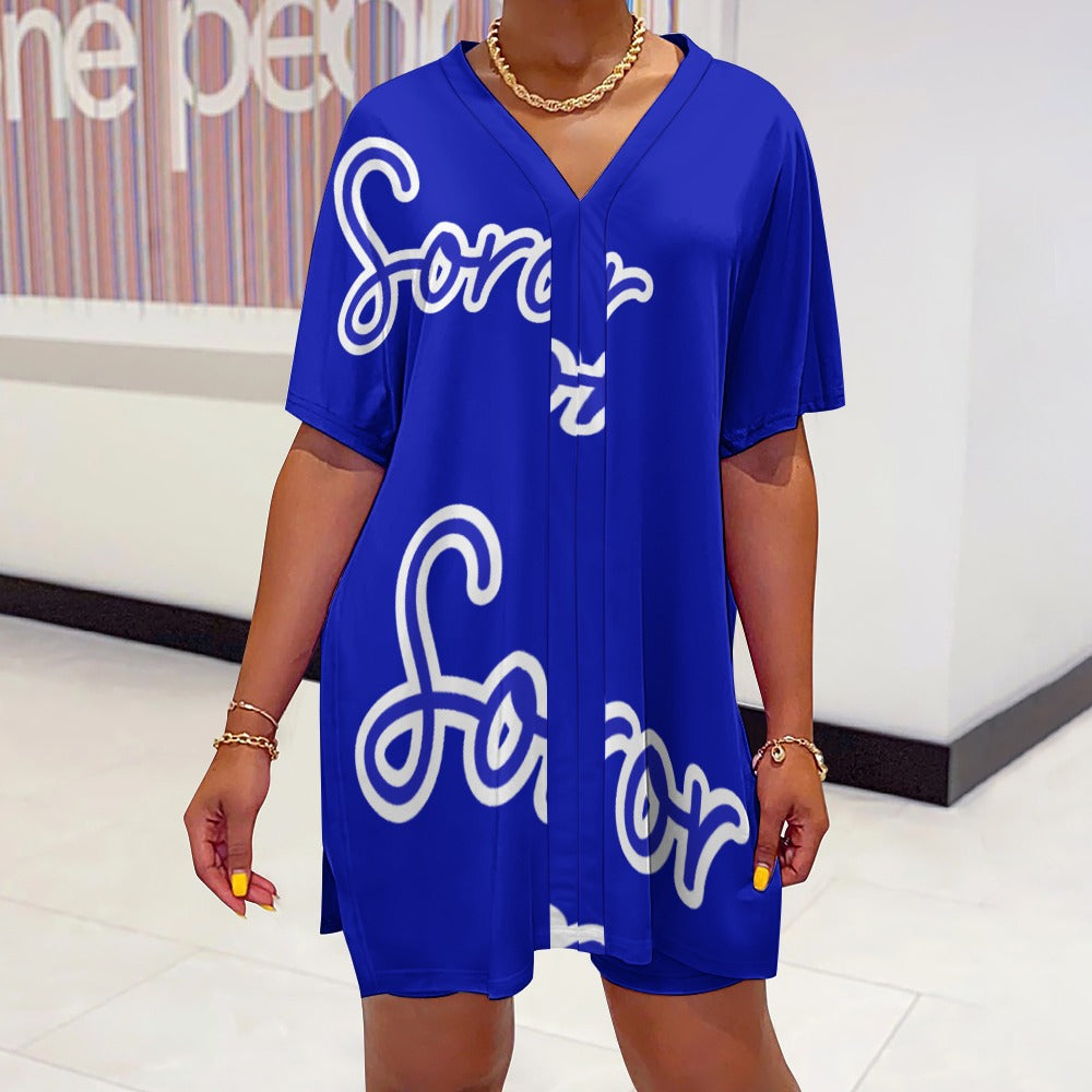 V-neck bat sleeve two piece set