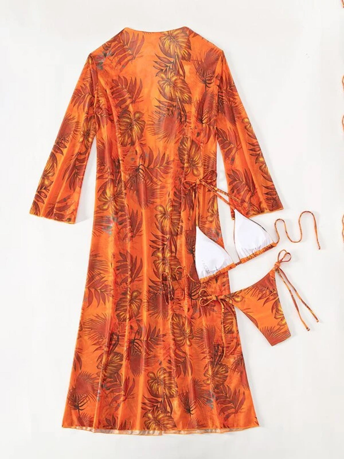 Printed Halter Neck Three-Piece Swim Set-VMA Specialties Boutique