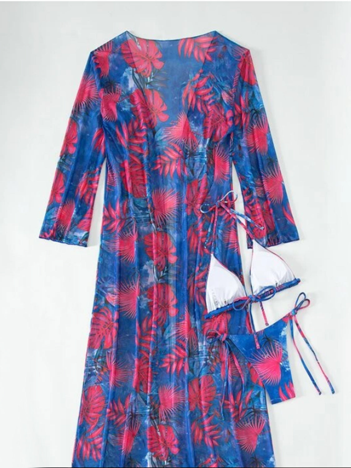 Printed Halter Neck Three-Piece Swim Set-VMA Specialties Boutique