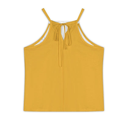 Paradise Just Got Extended! Design Women's Halter Tank Top- Gold