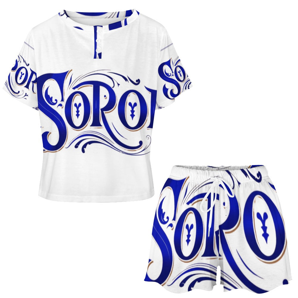 "SOROR" Royal Blue & White Swirl Print Lounge Set – Sizes Up to 5Xl