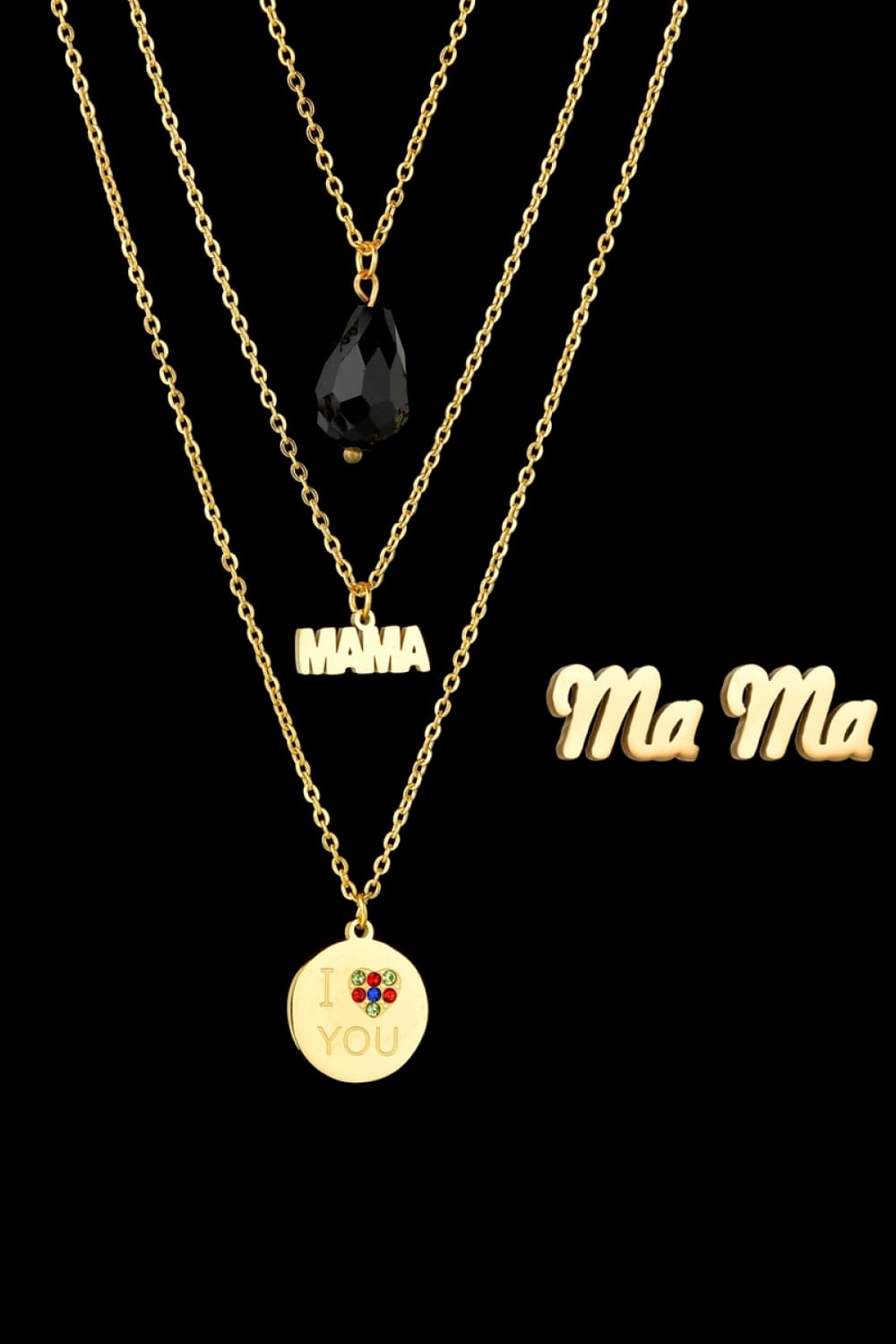 Triple-layer MAMA I LOVE YOU 18K gold-plated Pendant