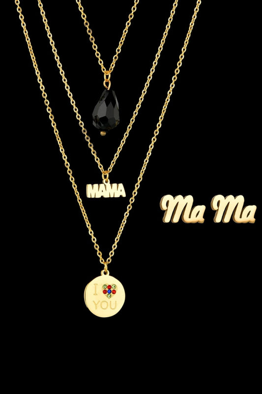Triple-layer MAMA I LOVE YOU 18K gold-plated Pendant