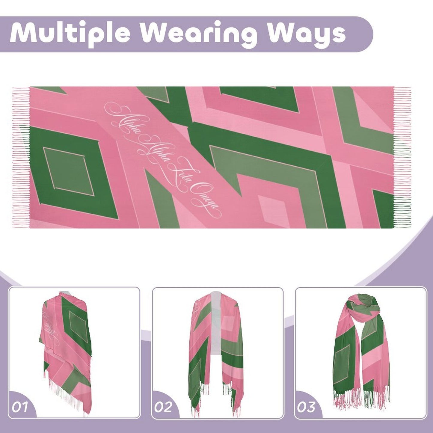 Emerald Stripe Tassel Scarf
