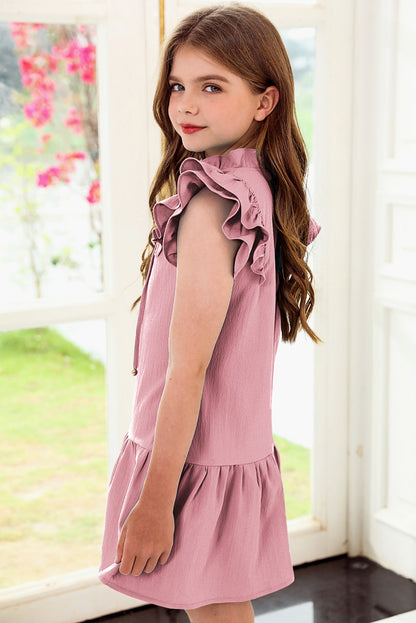 Tie Neck Flutter Sleeve Dress-VMA Specialties Boutique