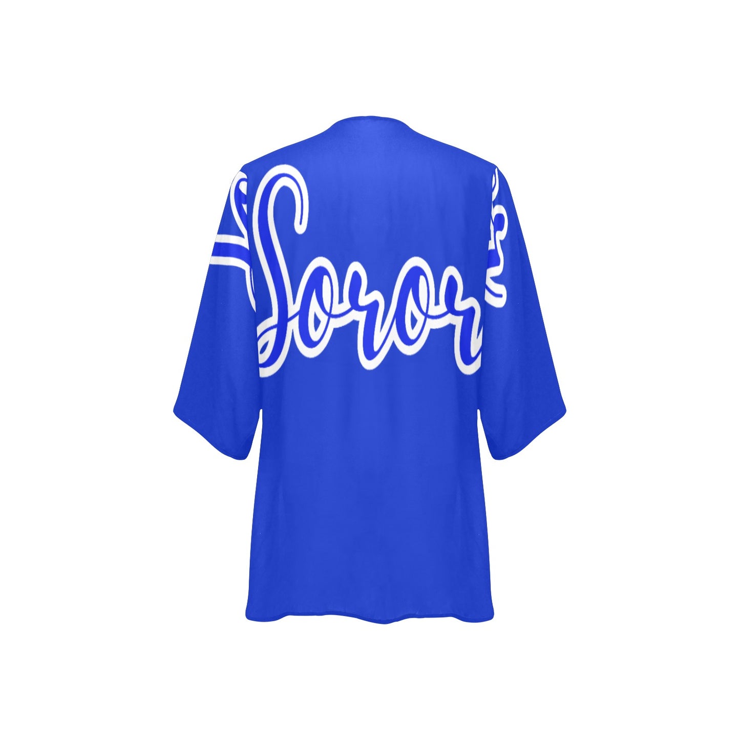 Women's Kimono Chiffon Cover Up- Royal Blue and White