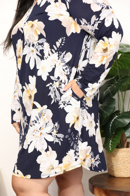 Sew In Love  Full Size Flower Print Shirt Dress-VMA Specialties Boutique