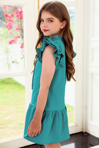 Tie Neck Flutter Sleeve Dress-VMA Specialties Boutique