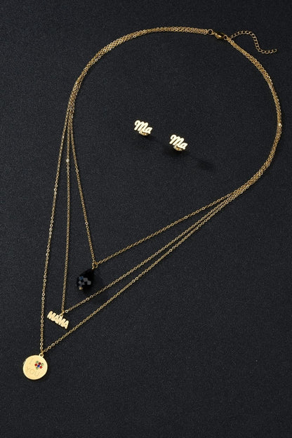 Triple-layer MAMA I LOVE YOU 18K Gold-plated Pendant Combo Deal