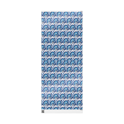 Snowmen Wrapping Paper Roll for Winter Holidays, Festive Christmas Gift Wrap, Blue and White Snowman Pattern, Gift Packaging Supplies,