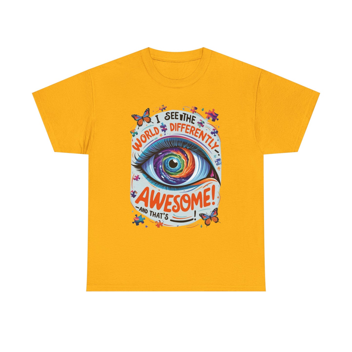 Autistic Mind Unisex Tee, Neurodiversity Shirt, Eye Galaxy T-Shirt, Puzzle Pieces, Unique Perspectives Tee, Autism Awareness