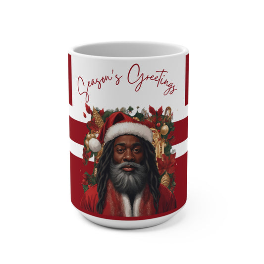 Mug 15oz Seasons Greetings African American-Inspired Santa