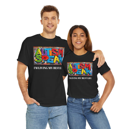 Graffiti Style Tee Shirt with 'AUTISM SPEAK' Design