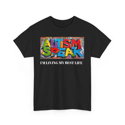 Graffiti Style Tee Shirt with 'AUTISM SPEAK' Design
