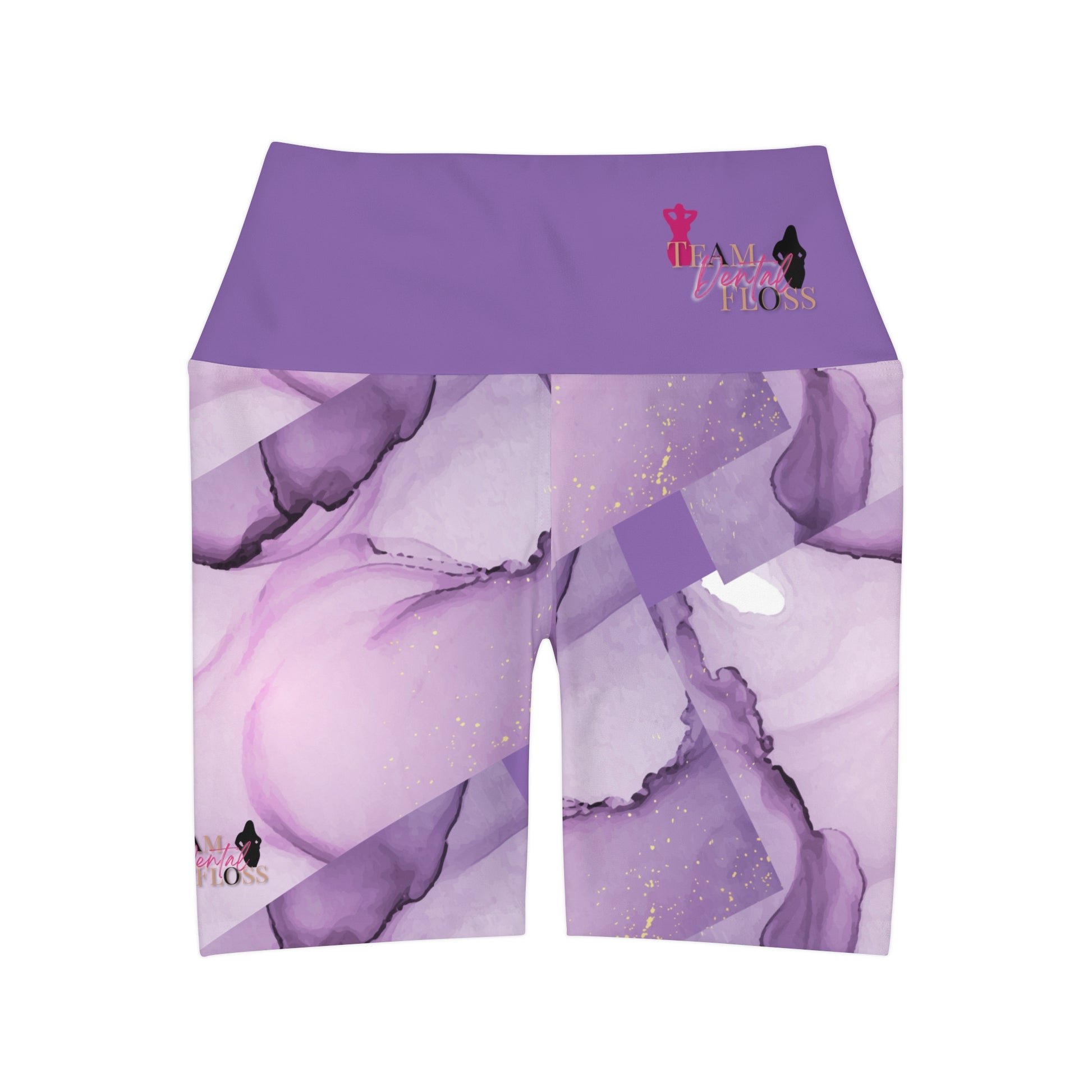 Team Dental Floss Purple Haze High Waisted Yoga Shorts-VMA Specialties Boutique