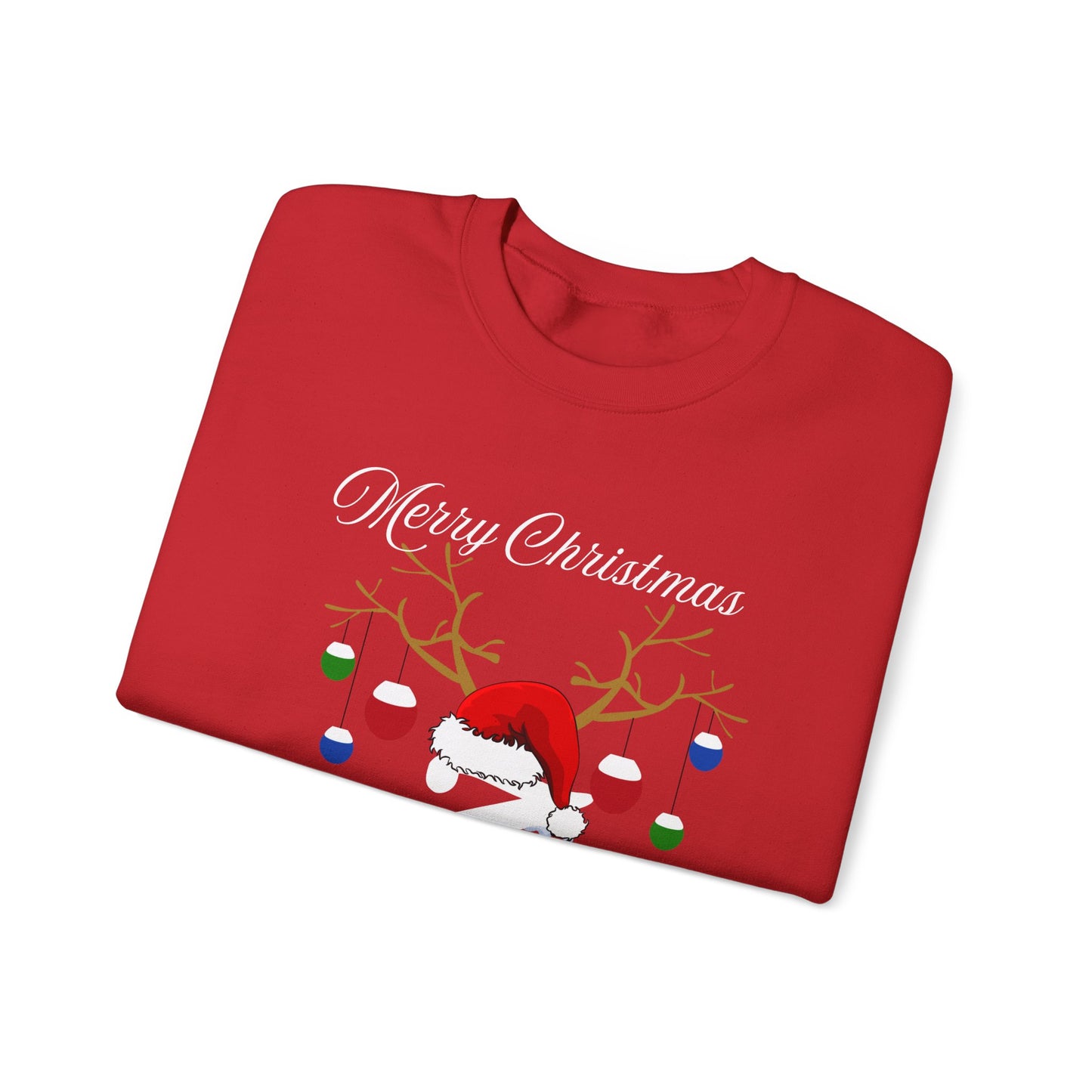 Christmas Snowflake Holiday Crewneck Sweatshirt, Xmas Winter Santa Hat Jumper, Festive Mistletoe Antler Branches, Unisex Heavy Blend -Initial "M"