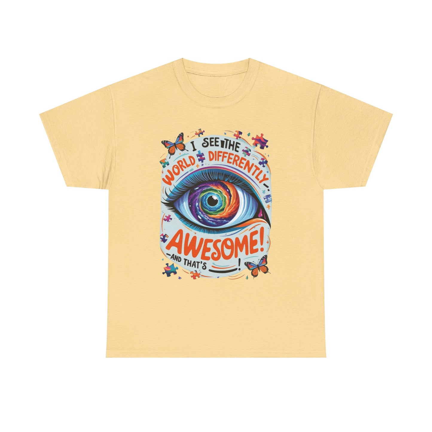Autistic Mind Unisex Tee, Neurodiversity Shirt, Eye Galaxy T-Shirt, Puzzle Pieces, Unique Perspectives Tee, Autism Awareness