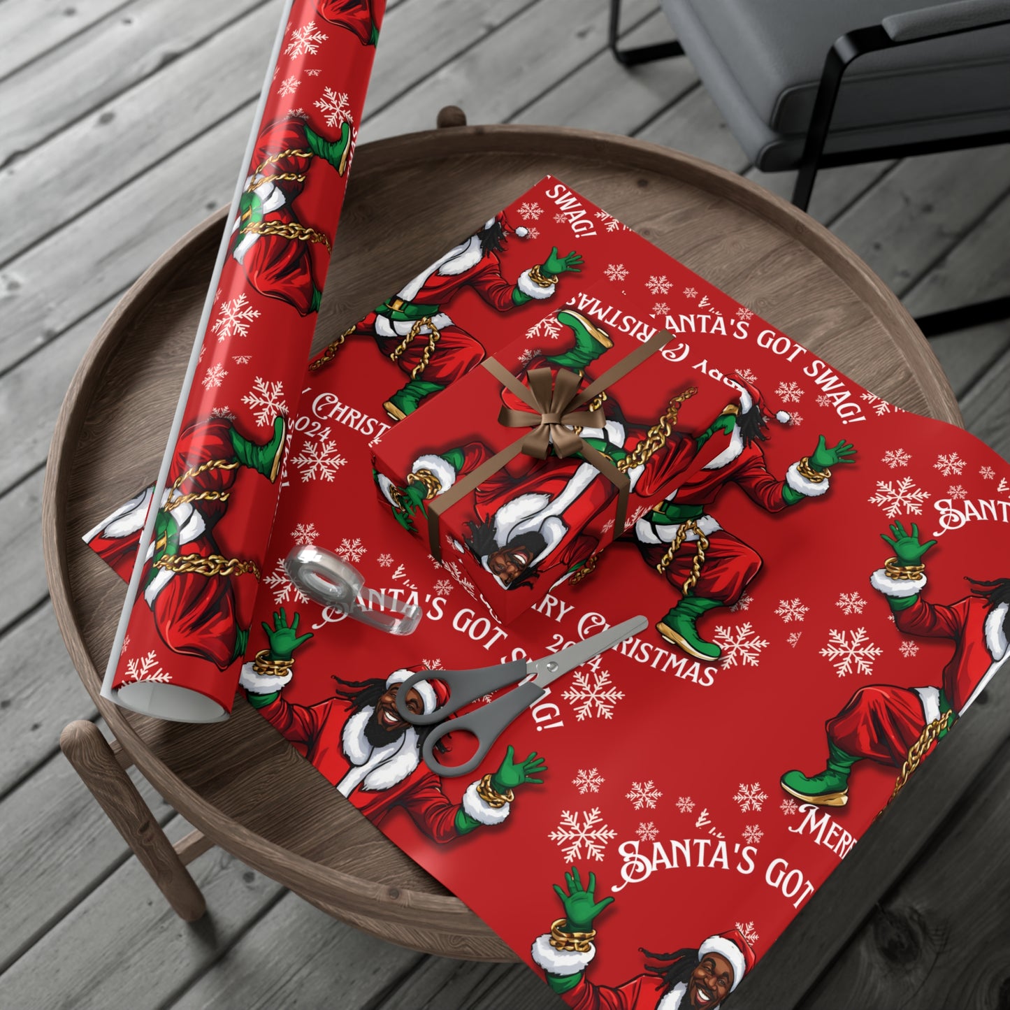 Gift Wrap-African American Inspired Santa Swag