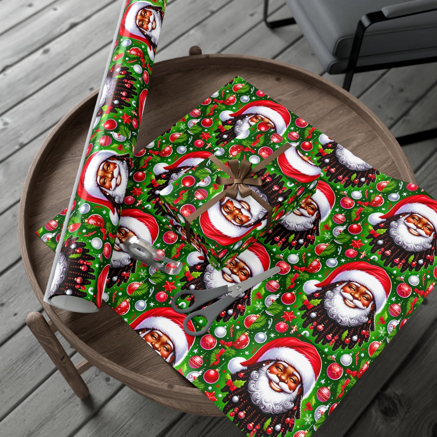 Christmas Cheer African American Wrapping Papers, Holiday Ornaments, Rosy Cheeks, Nose, Xmas Spirit Decor, Party