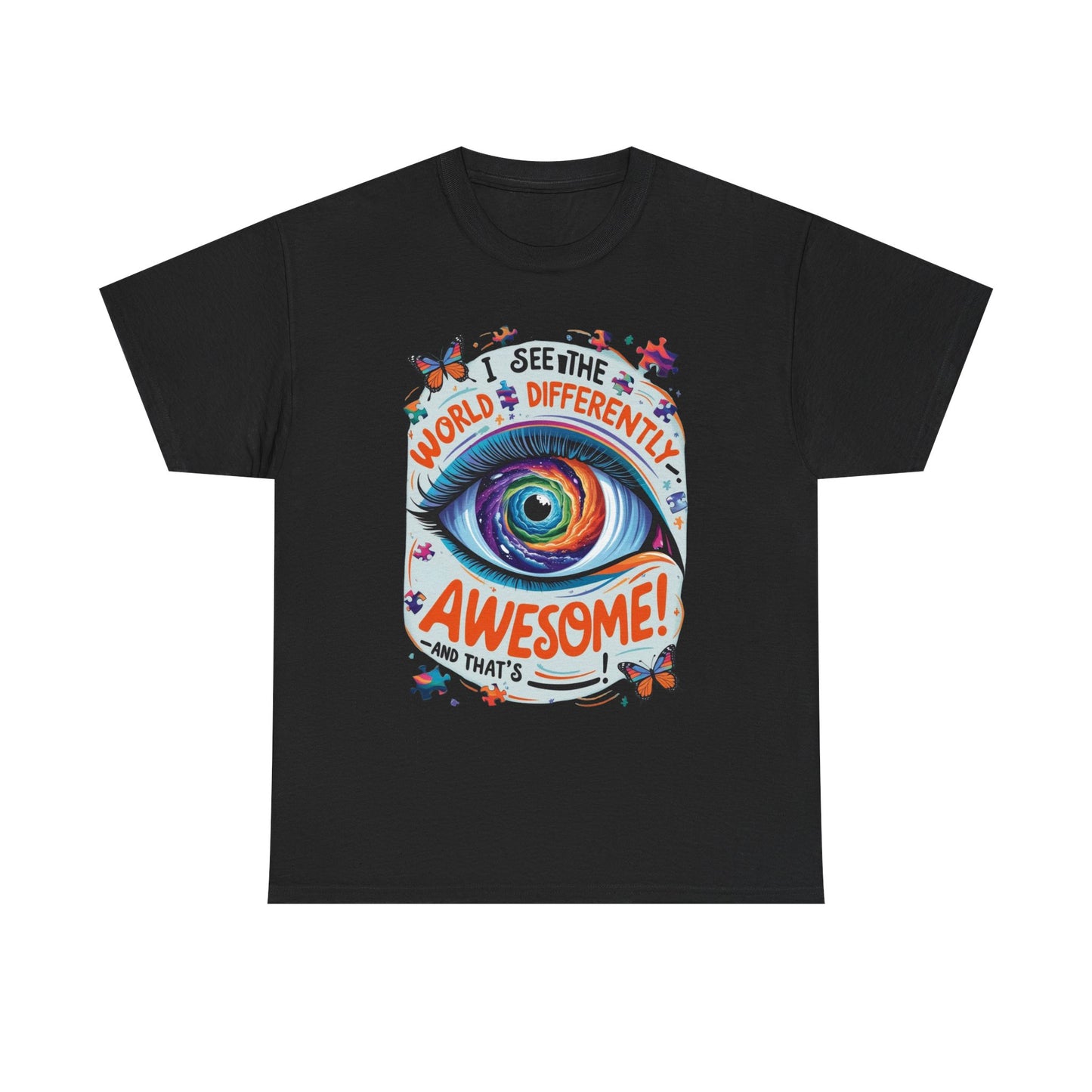 Autistic Mind Unisex Tee, Neurodiversity Shirt, Eye Galaxy T-Shirt, Puzzle Pieces, Unique Perspectives Tee, Autism Awareness
