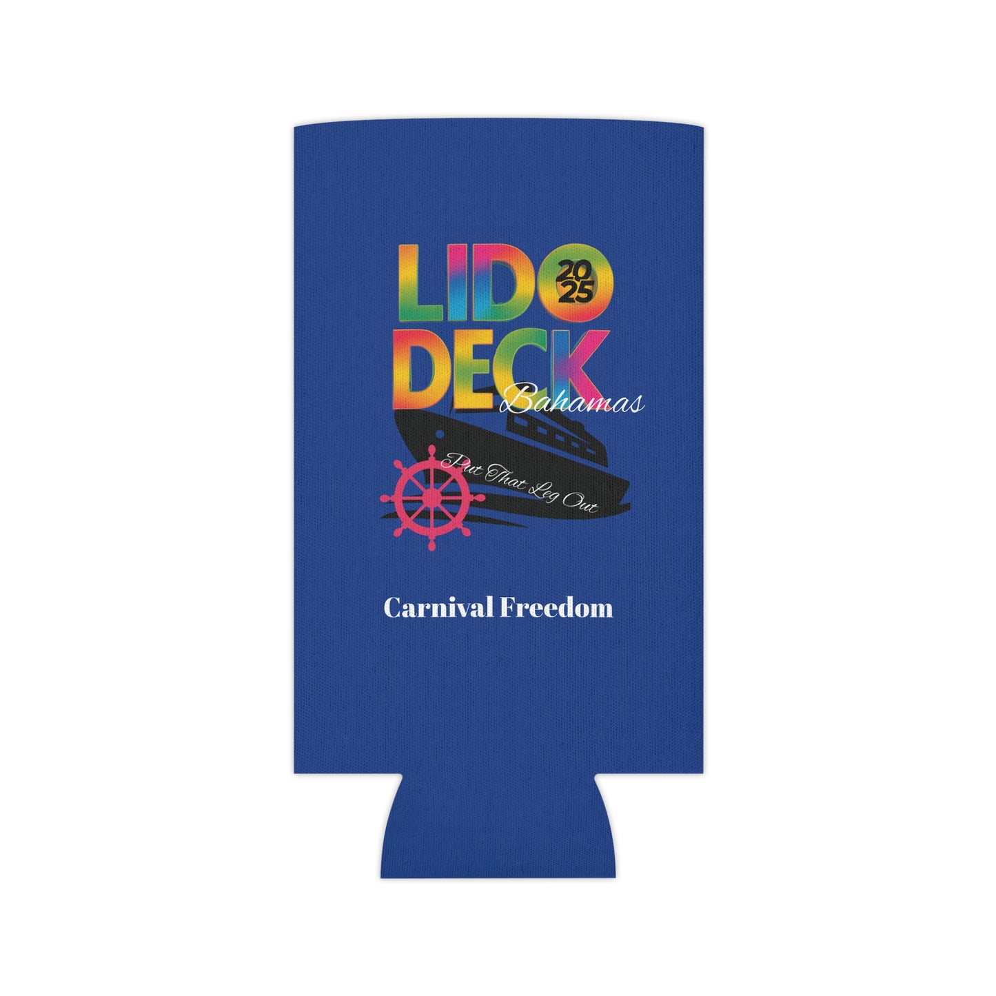 Can Cooler - Tropical Beach Lido Deck Sunset Palm Tree Wave Design