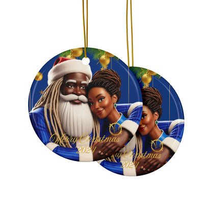 Christmas Couple Ceramic Ornaments, Festive Holiday Decor, Santa Hat, Unique Gift, Christmas Decoration, Merry Christmas 2024