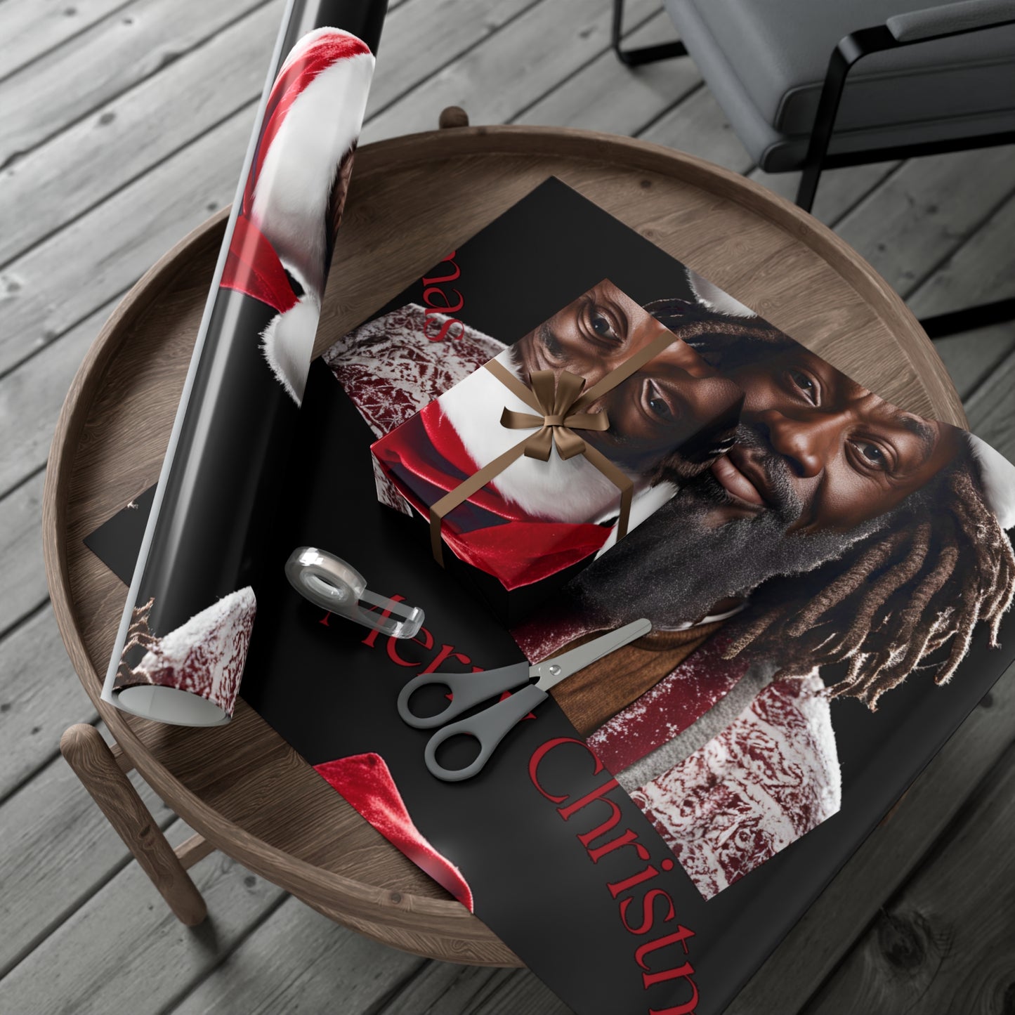 Merry Christmas  African American Inspired Santa Clause -Gift Wrap