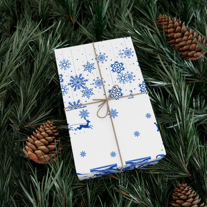Wrapping Paper, Joy Since 1920 Zeta Inspired Christmas Gift Wrap, Royal Blue and White, Have a Merry Finer Christmas, Holiday