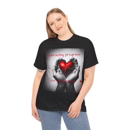 Embracing Progress, Not Perfection Mental Health Awareness Unisex Heavy Cotton Tee
