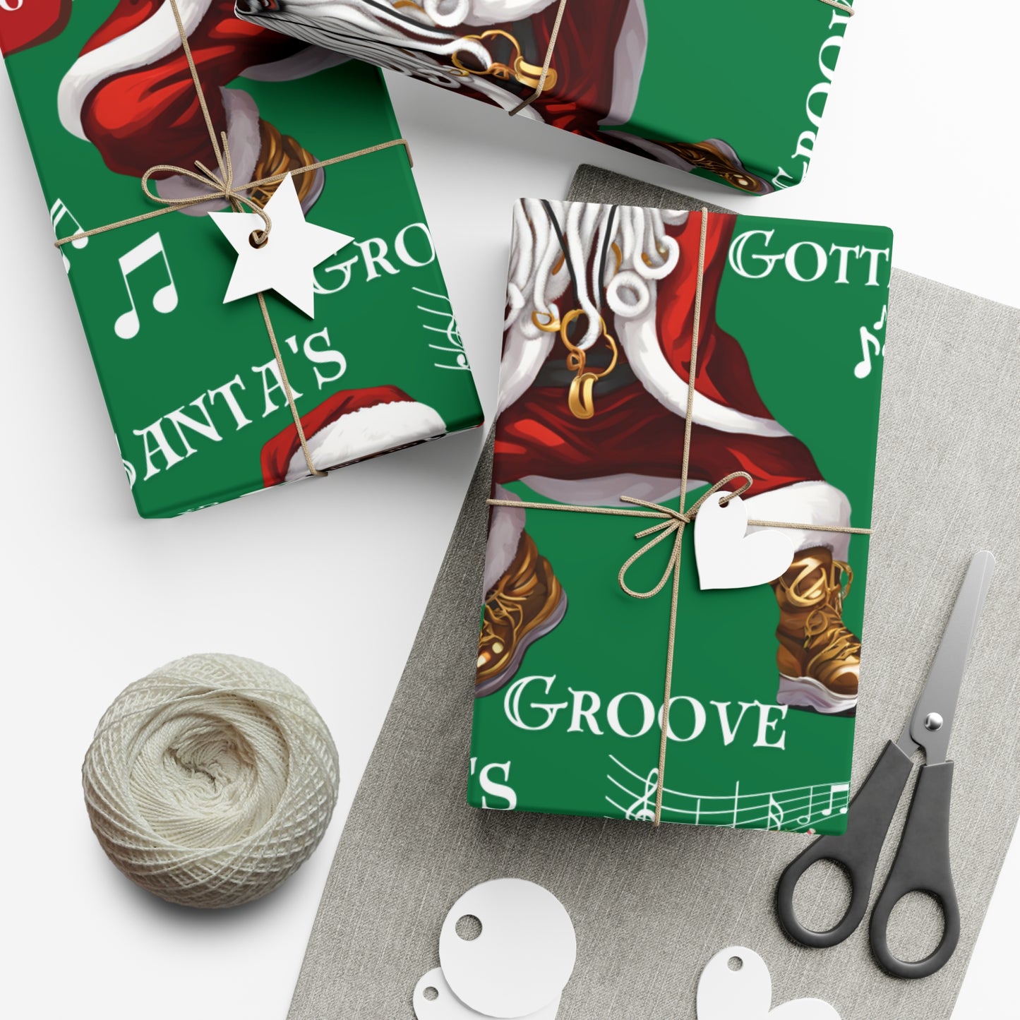 Santa Gotta Groove, African American Santa Christmas Holiday Wrap