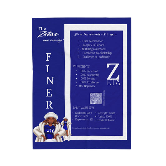 Velveteen Plush Blanket - Zeta Design, Afrocentric Sorority Gift, African American Women Home Decor,