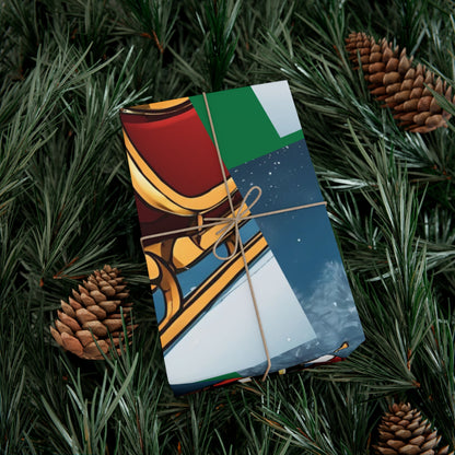 Gift Wrap-African American Inspired Santa on Sleigh