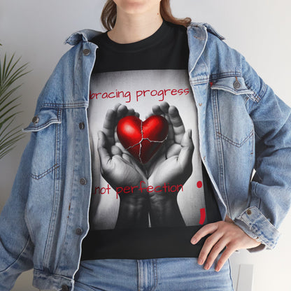 Embracing Progress, Not Perfection Mental Health Awareness Unisex Heavy Cotton Tee