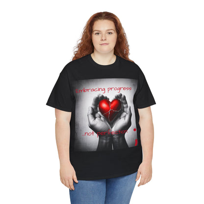 Embracing Progress, Not Perfection Mental Health Awareness Unisex Heavy Cotton Tee