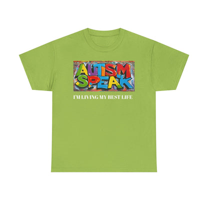 Graffiti Style Tee Shirt with 'AUTISM SPEAK' Design