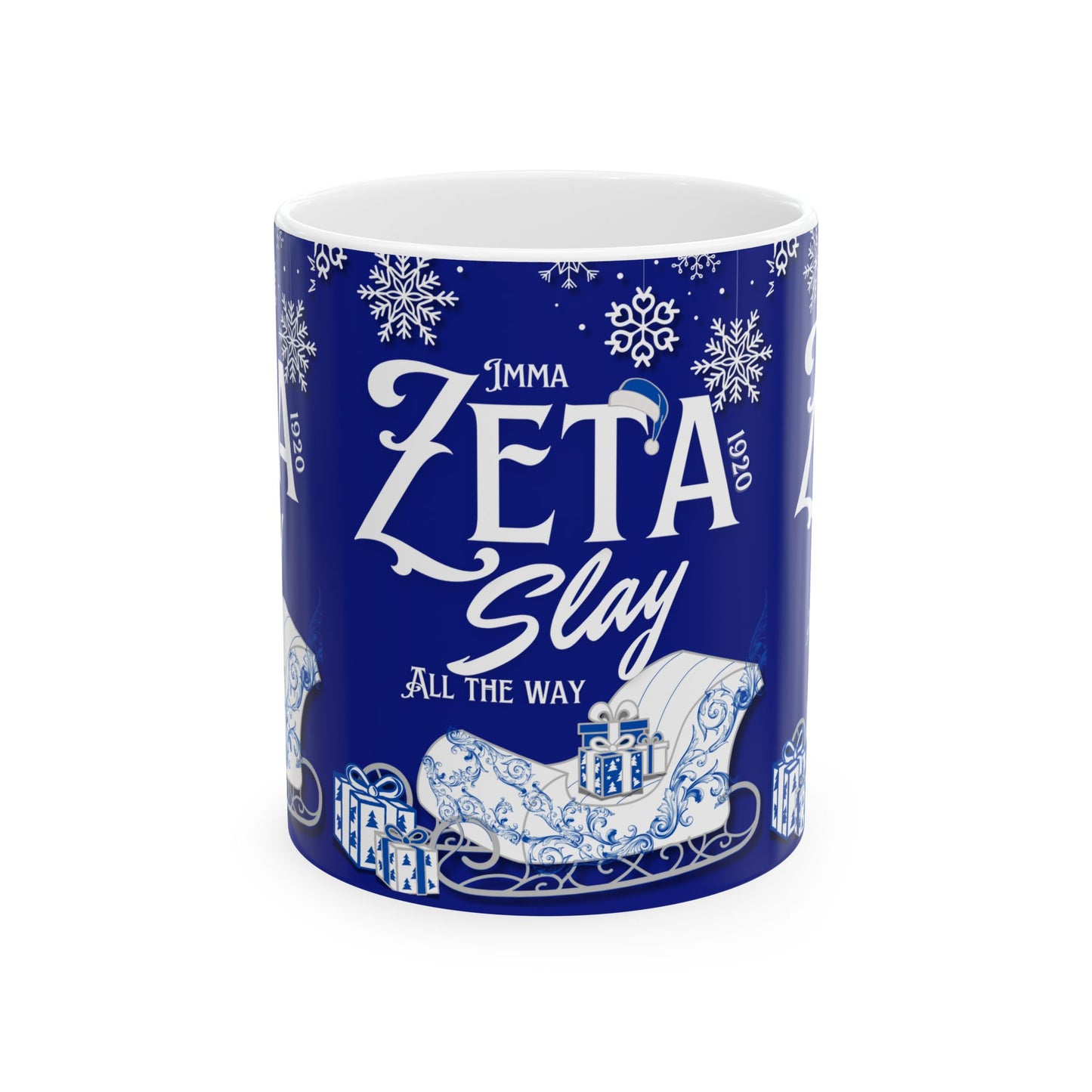 Mug - Imma Zeta Slay All the Way Royal Blue & White Christmas Mug