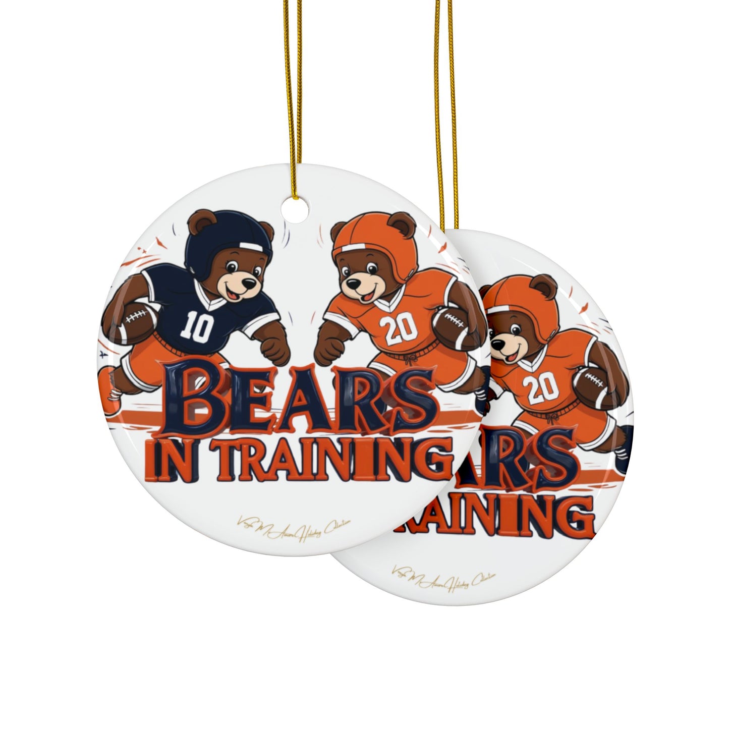 CB Ceramic Ornaments, Bears in Training Football Ornaments, Bears Inspired, Sports Christmas Decor, Holiday Tree