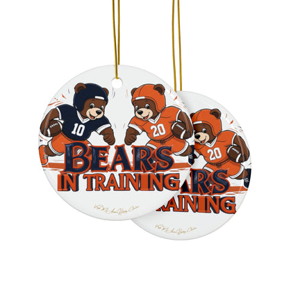 CB Ceramic Ornaments, Bears in Training Football Ornaments, Bears Inspired, Sports Christmas Decor, Holiday Tree