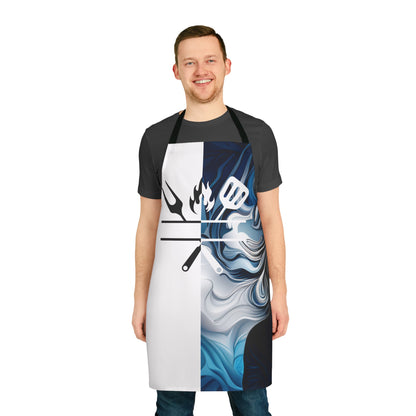 The Personalization Black/Blue/White Grill Apron, Color Strap