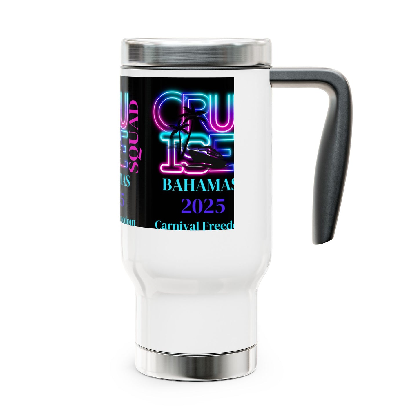 Carnival Freedom 2025 Stainless Steel Travel Mug with Handle, 14oz