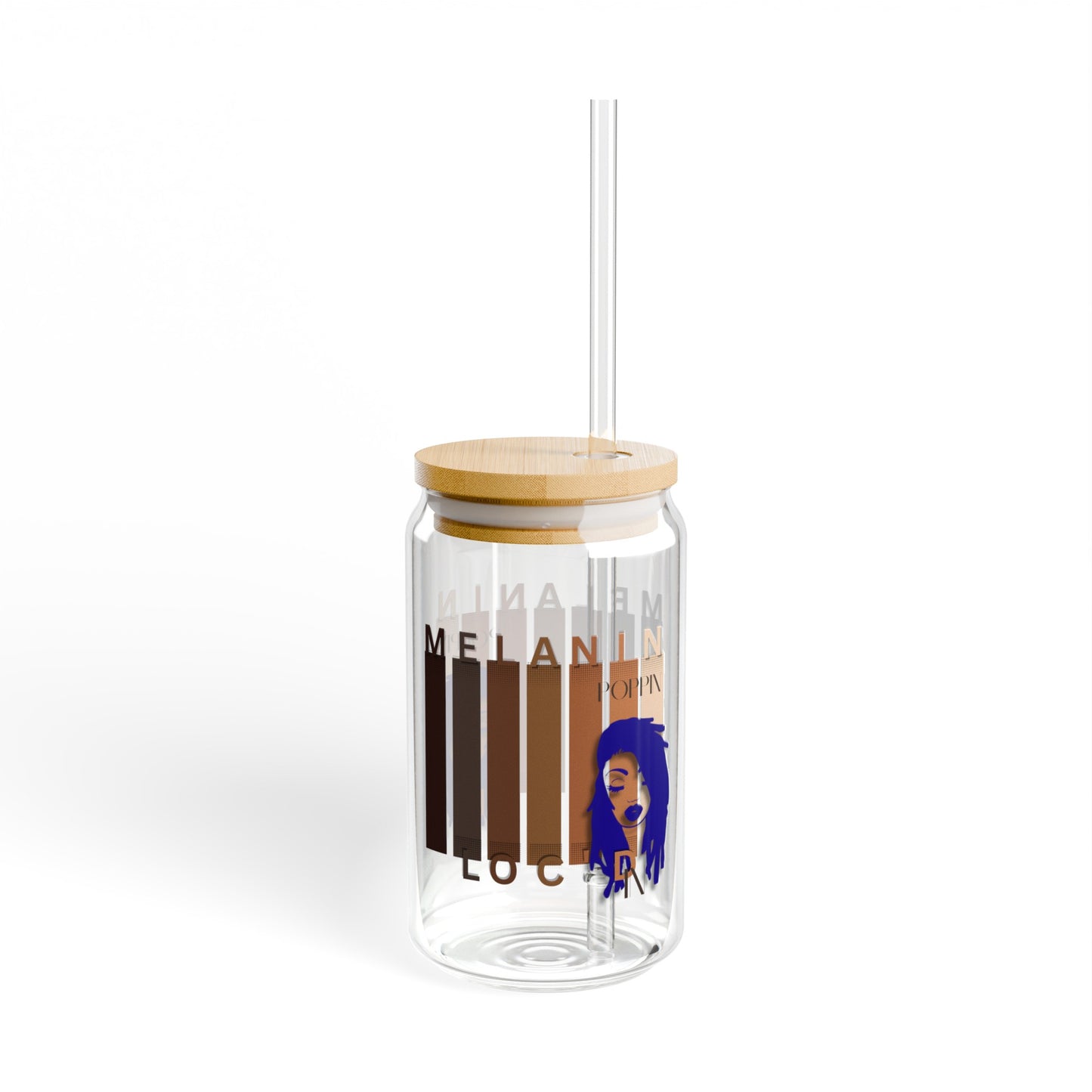 Melanin Poppin Loc'd In Sipper Glass, 16oz